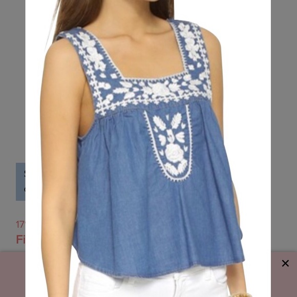 Lovers + friends embroidered denim tank - Picture 1 of 6